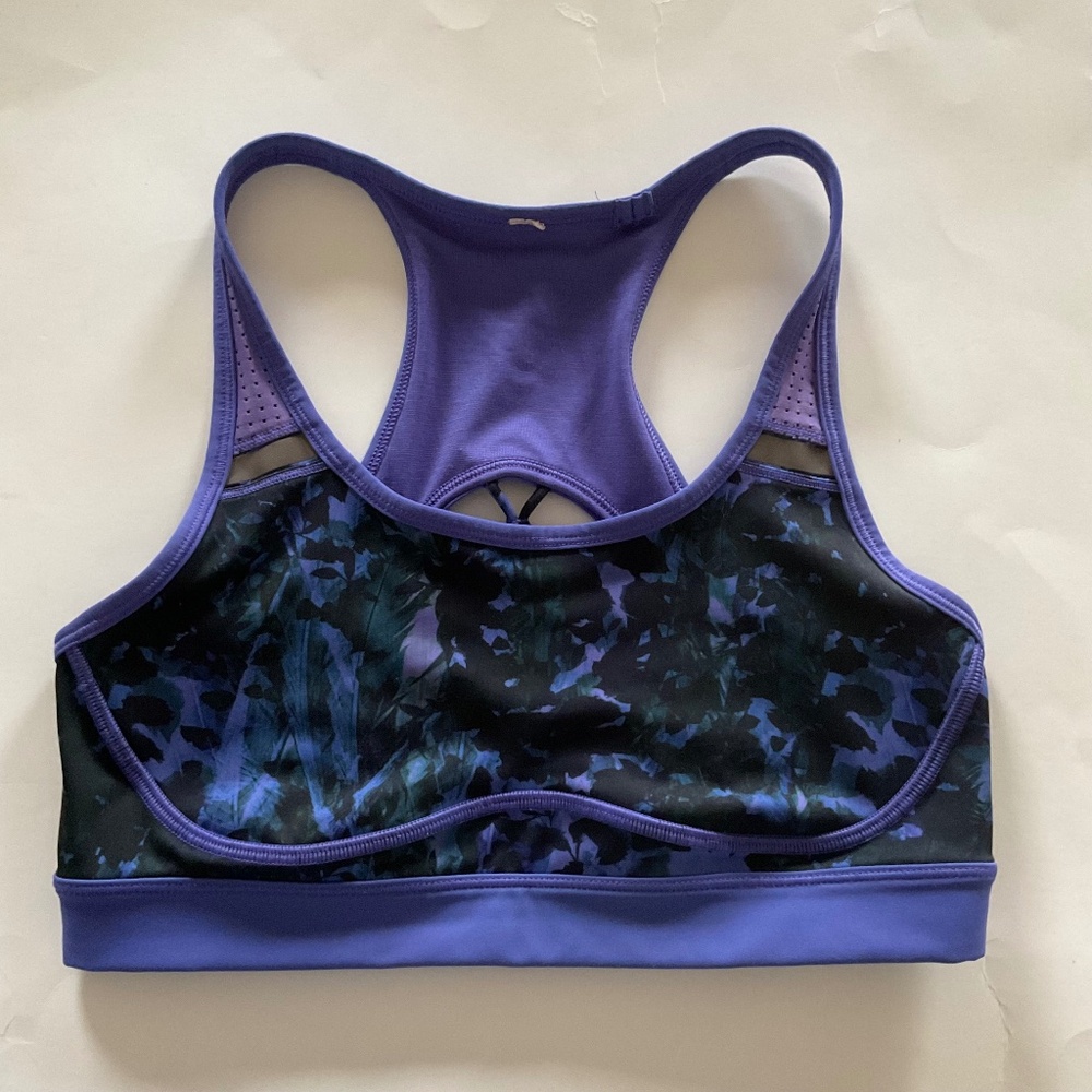 Lululemon Sz 6 Sweaty Or Not Sports Bra Floral Sport Backdrop Iris Flower Multi